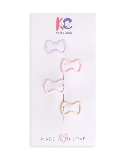 Kicks & Crawl Multicolor Hair Clips-Breezy Bow-Metal-Pack of 4-For Infants