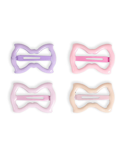 Kicks & Crawl Multicolor Hair Clips-Breezy Bow-Metal-Pack of 4-For Infants