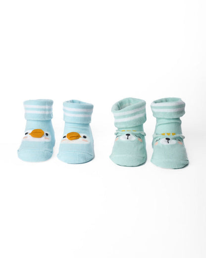 Kicks & Crawl Light Blue Socks-Chick Cubs-Cotton & Polyester-Pack of 2-For Infants
