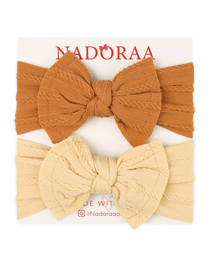 Kicks & Crawl Tan & Yellow Headbands-Creamy Dreamy-Cotton Blend-Pack of 2-For Infants