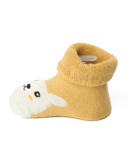 Kicks & Crawl Peach & Yellow Socks-Cuddle & Bear-Cotton & Polyester-Pack of 2-For Infants