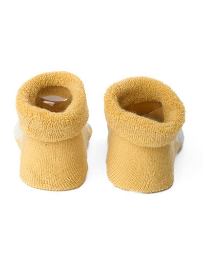 Kicks & Crawl Peach & Yellow Socks-Cuddle & Bear-Cotton & Polyester-Pack of 2-For Infants