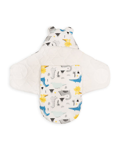 Kicks & Crawl Dino World Baby Sleeping Nest-Equipped With Velcro Harness-With 3-Way Zip For Easy Change-Newborn Bed