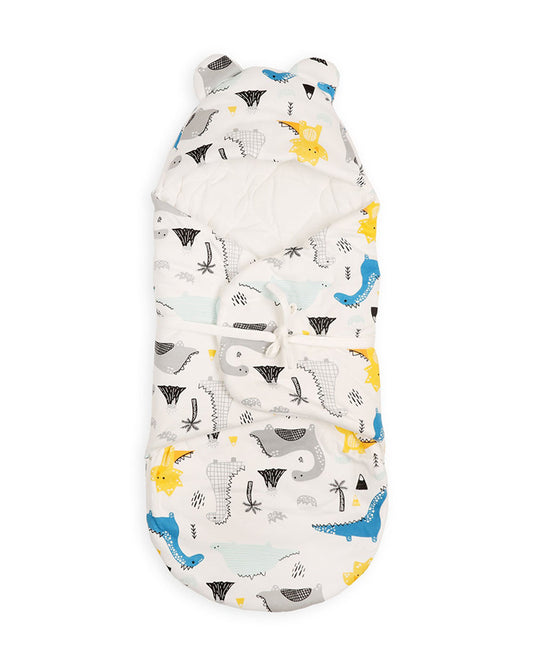 Kicks & Crawl Dino World Baby Sleeping Nest-Equipped With Velcro Harness-With 3-Way Zip For Easy Change-Newborn Bed