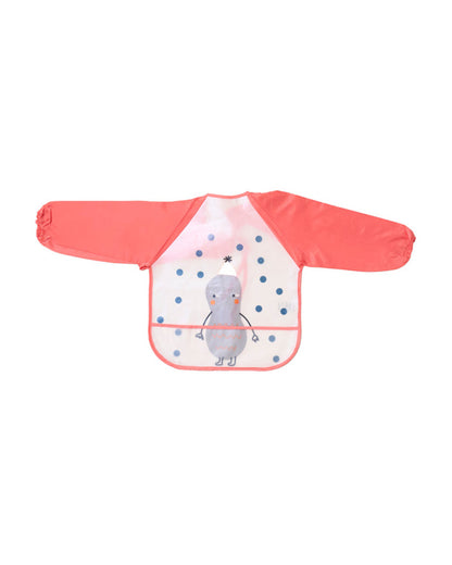 Kicks & Crawl Flap and Splash Full Sleeve Bibs-Pack of 2 -Velcro Closure with Food Catching Pouch - 0M to 24M