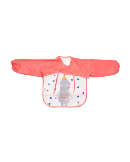 Kicks & Crawl Flap and Splash Full Sleeve Bibs-Pack of 2 -Velcro Closure with Food Catching Pouch - 0M to 24M