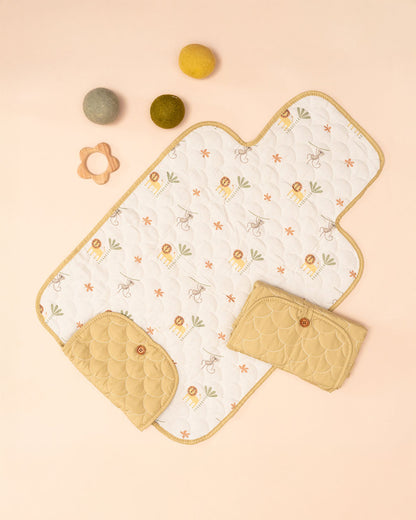 Kicks & Crawl Foldable Diaper Changing Mat-With Soft Quilted Design-Friendly Animal