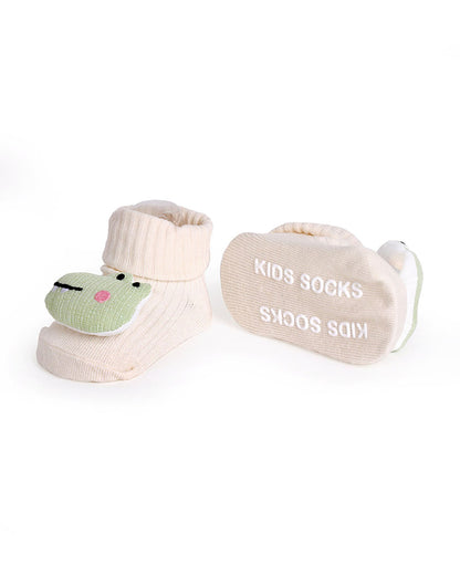 Kicks & Crawl Beige & Pastel Pink Socks-Gator Giggles-Cotton & Polyester-Pack of 2-For Infants