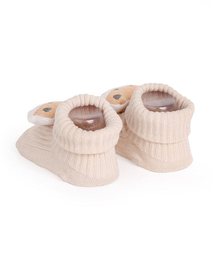 Kicks & Crawl Beige & Pastel Pink Socks-Gator Giggles-Cotton & Polyester-Pack of 2-For Infants