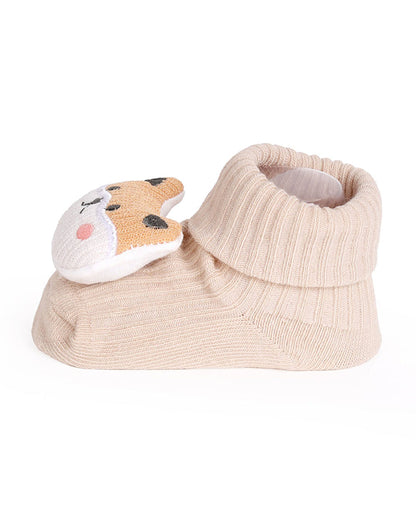 Kicks & Crawl Beige & Pastel Pink Socks-Gator Giggles-Cotton & Polyester-Pack of 2-For Infants