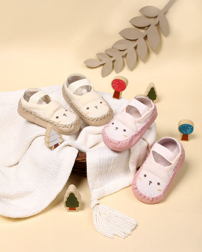 Kicks & Crawl Peach Pre-Walker Booties-Happy Feet-Cotton & Polyester-For Infants
