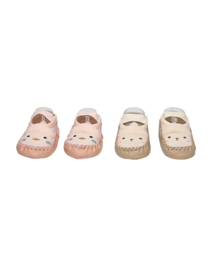 Kicks & Crawl Peach Pre-Walker Booties-Happy Feet-Cotton & Polyester-For Infants
