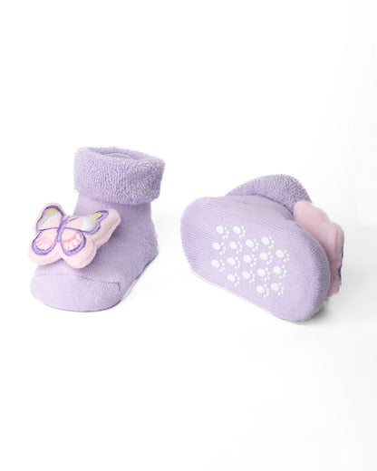 Kicks & Crawl Lilac & Peach Socks-Happy Flutters-Cotton & Polyester-Pack of 2-For Infants