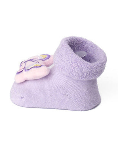 Kicks & Crawl Lilac & Peach Socks-Happy Flutters-Cotton & Polyester-Pack of 2-For Infants