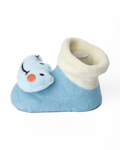 Kicks & Crawl Cyan Blue Socks-Hop & Moo-Cotton & Polyester-Pack of 2-For Infants