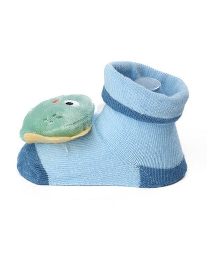 Kicks & Crawl Blue & Multicolor Socks-Jurassic Roars-Cotton & Polyester-Pack of 2-For Infants