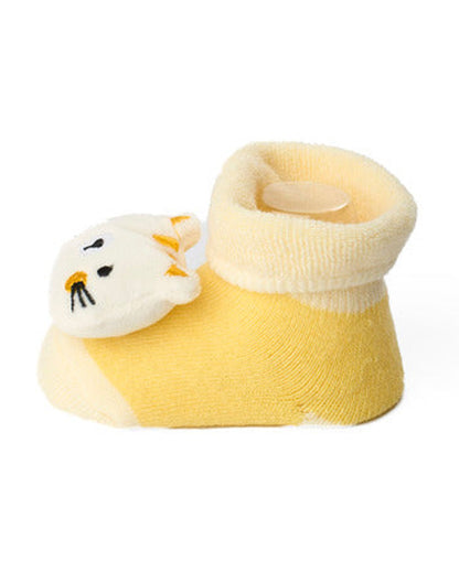 Kicks & Crawl Orange & Yellow Socks-Mice & Meow-Cotton & Polyester-Pack of 2-For Infants