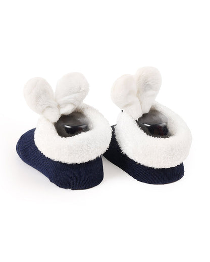 Kicks & Crawl Navy Blue Socks-Bunny Friends-Cotton & Polyester-Pack of 2-For Infants