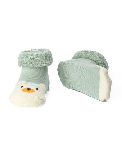 Kicks & Crawl Pastel Green Socks-Paw & Hugs-Cotton & Polyester-Pack of 2-For Infants
