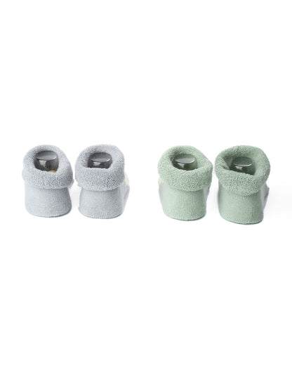 Kicks & Crawl Pastel Green Socks-Paw & Hugs-Cotton & Polyester-Pack of 2-For Infants