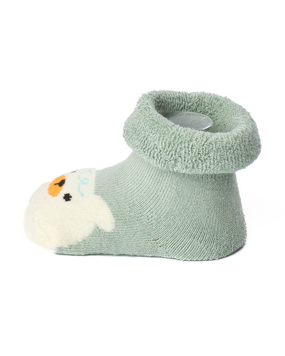 Kicks & Crawl Pastel Green Socks-Paw & Hugs-Cotton & Polyester-Pack of 2-For Infants