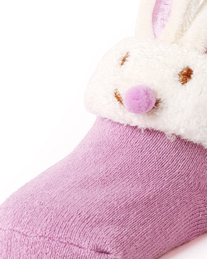 Kicks & Crawl Lavender & Peach Socks-Pink Bunny Friends-Cotton  & Polyester-Pack of 2-For Infants