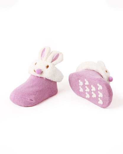Kicks & Crawl Lavender & Peach Socks-Pink Bunny Friends-Cotton  & Polyester-Pack of 2-For Infants