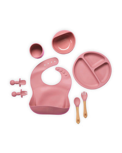 Kicks & Crawl Pink MunchMate -8 Piece Meal Set -100% Food-Grade Silicone -0M+
