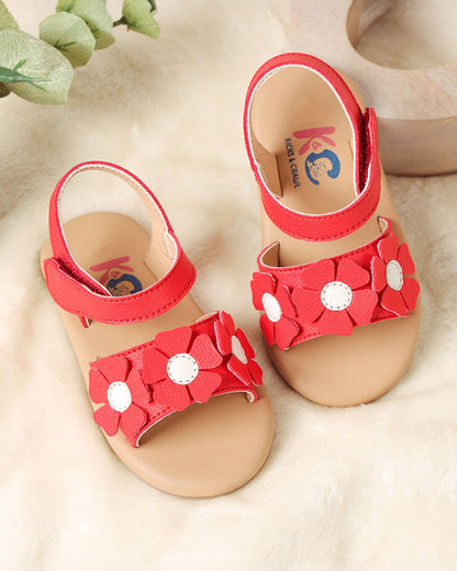 Kicks & Crawl Crimson Red Sandals-Petal Pretties-Leather-For Infants