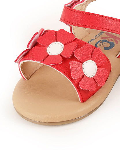 Kicks & Crawl Crimson Red Sandals-Petal Pretties-Leather-For Infants
