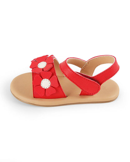 Kicks & Crawl Crimson Red Sandals-Petal Pretties-Leather-For Infants
