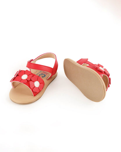 Kicks & Crawl Crimson Red Sandals-Petal Pretties-Leather-For Infants