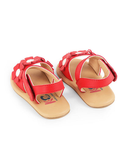 Kicks & Crawl Crimson Red Sandals-Petal Pretties-Leather-For Infants