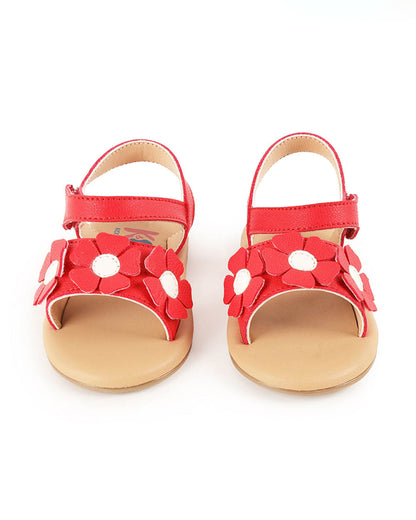 Kicks & Crawl Crimson Red Sandals-Petal Pretties-Leather-For Infants