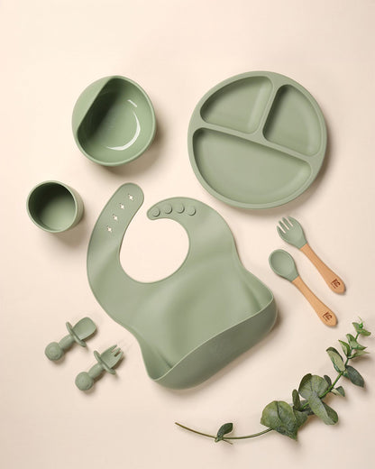 Kicks & Crawl Sage MunchMate -8 Piece Meal Set -100% Food-Grade Silicone-0M+