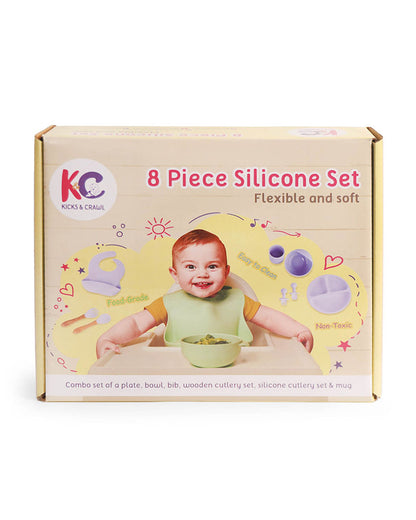 Kicks & Crawl Sage MunchMate -8 Piece Meal Set -100% Food-Grade Silicone-0M+