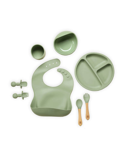Kicks & Crawl Sage MunchMate -8 Piece Meal Set -100% Food-Grade Silicone-0M+