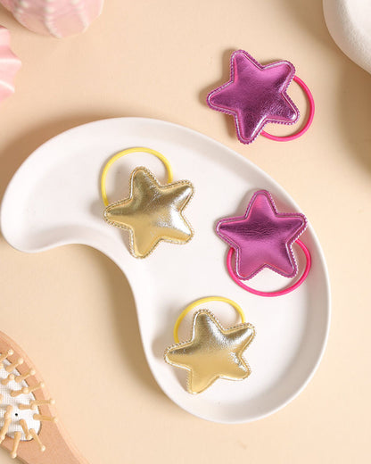 Kicks & Crawl Pink & Gold Rubber Bands-Shimmer Starry-Rubber-Pack of 4-For Infants