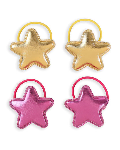 Kicks & Crawl Pink & Gold Rubber Bands-Shimmer Starry-Rubber-Pack of 4-For Infants