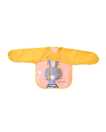 Kicks & Crawl Snuggly Ears Full Sleeve Bibs-Pack of 2 -Velcro Closure with Food Catching Pouch - 0M to 24M