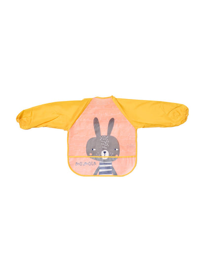 Kicks & Crawl Snuggly Ears Full Sleeve Bibs-Pack of 2 -Velcro Closure with Food Catching Pouch - 0M to 24M