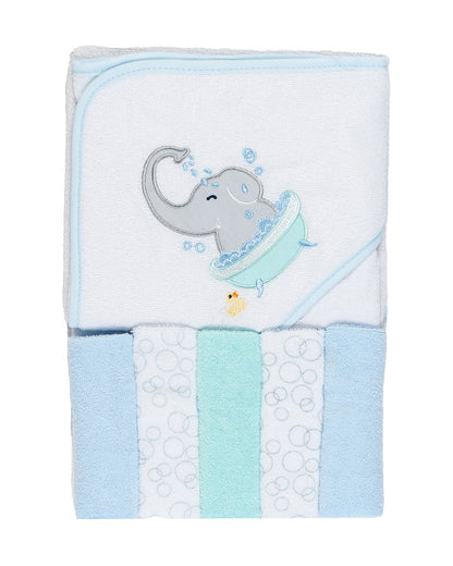 Kicks & Crawl Hooded Baby Bath Towel Set-With 5 Wash Cloths-Cotton-Tidy Trunks