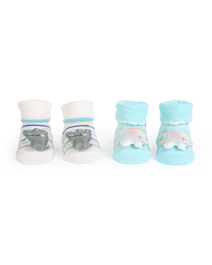 Kicks & Crawl Multicolor Socks-Trunk & Tails-Cotton & Polyester-Pack of 2-For Infants