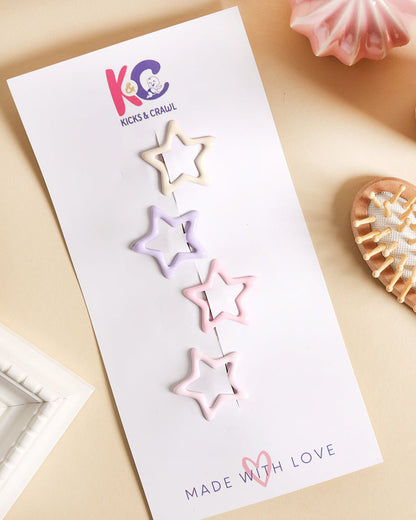 Kicks & Crawl Multicolor Hair Clips-Twinkle Pastels-Metal-Pack of 4-For Infants