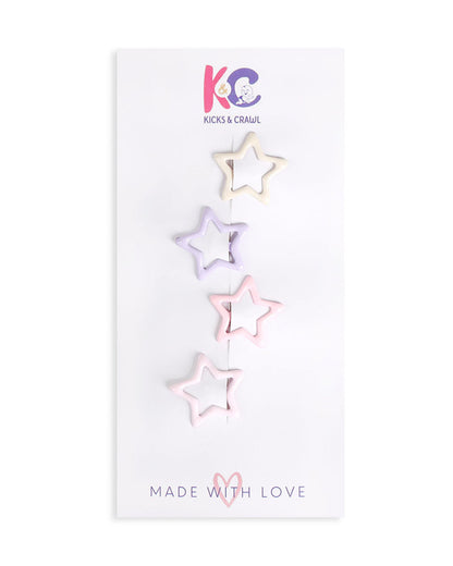 Kicks & Crawl Multicolor Hair Clips-Twinkle Pastels-Metal-Pack of 4-For Infants