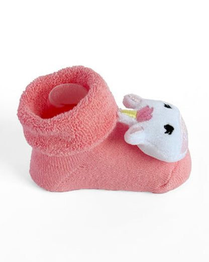 Kicks & Crawl Cream & Peach Socks-Unicorn Shine-Cotton & Polyester-Pack of 2-For Infants