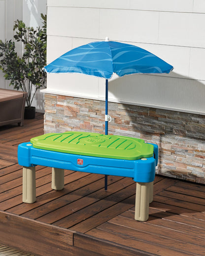 Step2 Cascading Cove Sand & Water Activity Centre & Table-Dual Sided Play With Umbrella-Promotes Sensory Skills-18M+