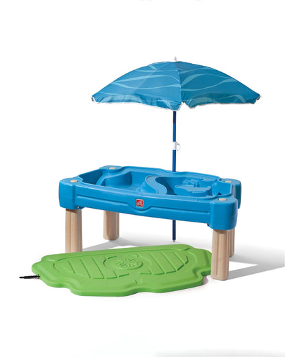 Step2 Cascading Cove Sand & Water Activity Centre & Table-Dual Sided Play With Umbrella-Promotes Sensory Skills-18M+