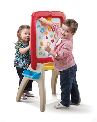 Step2 All Around Easel Board-Art & Craft Kit-Double‑Sided Easel Includes 94‑Piece Foam Magnet Kit-36M+