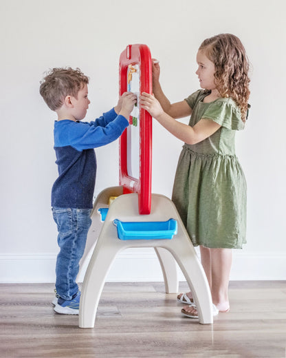 Step2 All Around Easel Board-Art & Craft Kit-Double‑Sided Easel Includes 94‑Piece Foam Magnet Kit-36M+